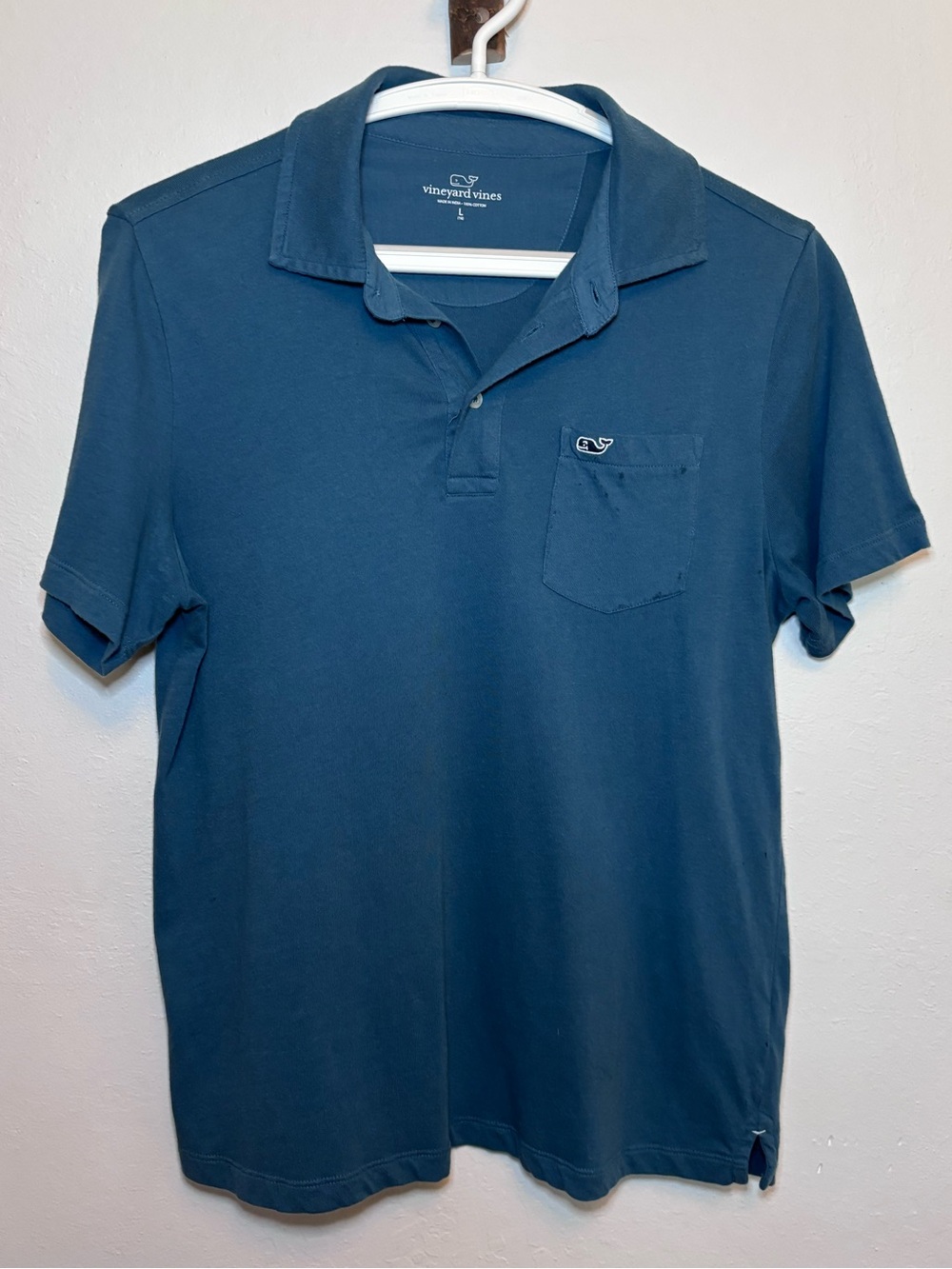Vineyard Vines Boys size L (16) Dusty Blue Short-Sleeve Pocket Polo